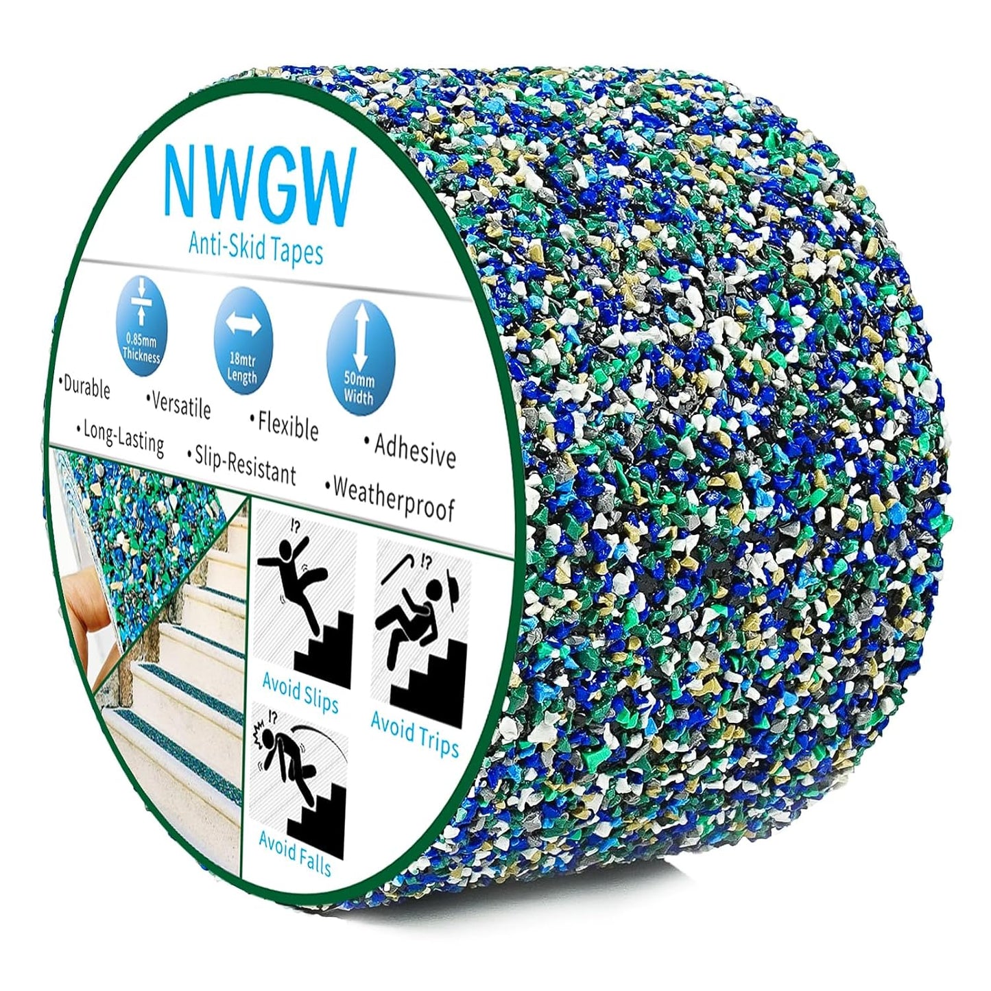 Waterproof Tape for Pools, 4" x15FT Heavy Duty Anti Slip Stair Treads Outdoor Tape Non-Slip Rubber Grip Tape Shower Strips Slip Resistant Tape Traction Tape for Stairs Showers Bathroom Trails