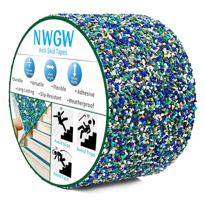 Waterproof Tape for Pools, 4" x15FT Heavy Duty Anti Slip Stair Treads Outdoor Tape Non-Slip Rubber Grip Tape Shower Strips Slip Resistant Tape Traction Tape for Stairs Showers Bathroom Trails