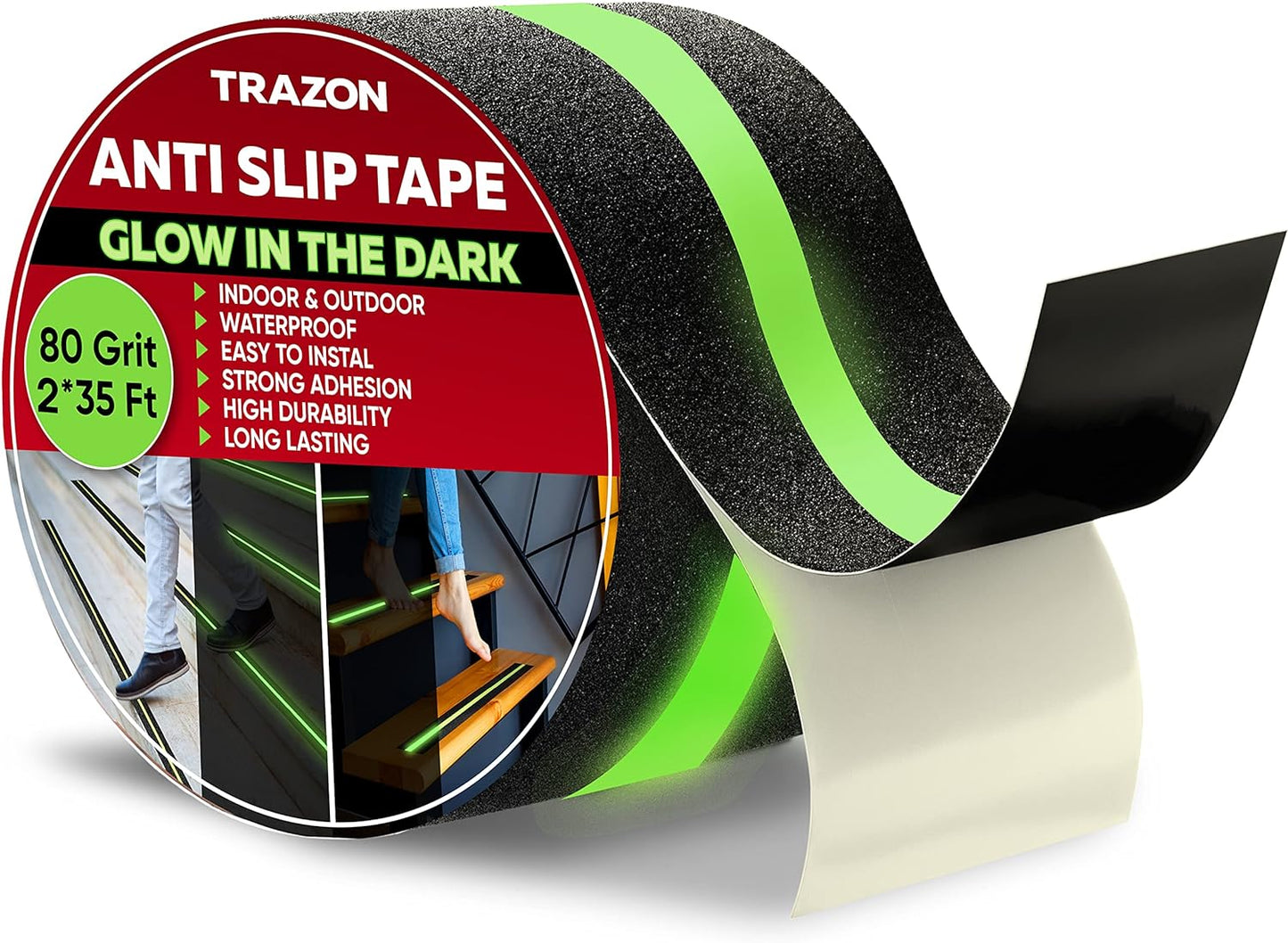 Grip Tape - Heavy Duty Anti Slip Tape for Stairs Outdoor/Indoor Waterproof 4Inch x 35Ft Safety Non Skid Roll for Stair Steps Ramp Traction Tread Staircases Grips Adhesive Non Slip Strips Walk Black