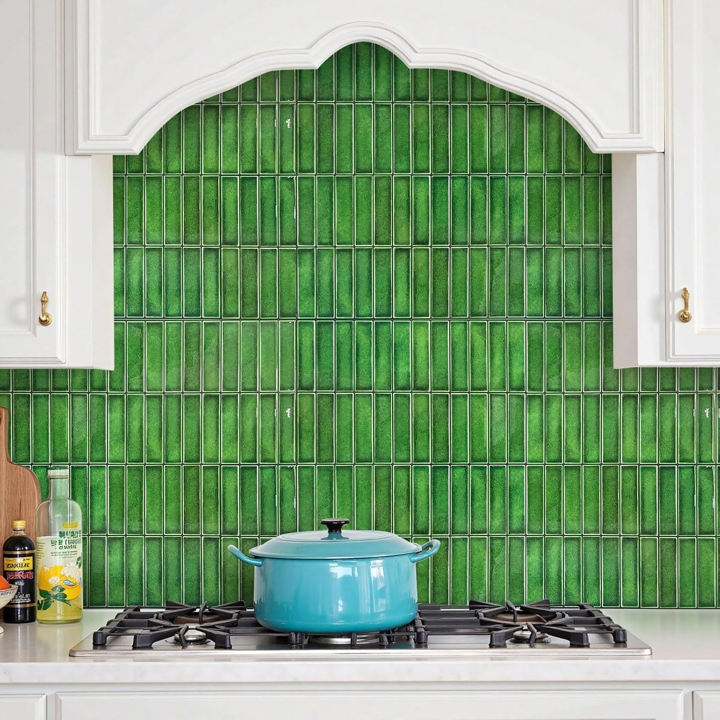 5 Sheets Peel and Stick Backsplash, Self Adhesive Wall Tiles, 3D Adhesive Tile Backsplash, 12"x12"Premium Self Adhesive Wall Tiles Peel and Stickfor Kitchen, Bathroom, RV(Spring Moss)