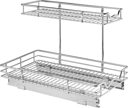 HOLDN’ STORAGE Under Sink Organizers and Storage, 11" W x 21" D x 15" H | 2-Tier Under-Sink Organizer, Full-Extension Slides, Keeps Cleaning Supplies, Bottles & Essentials Easy To Reach