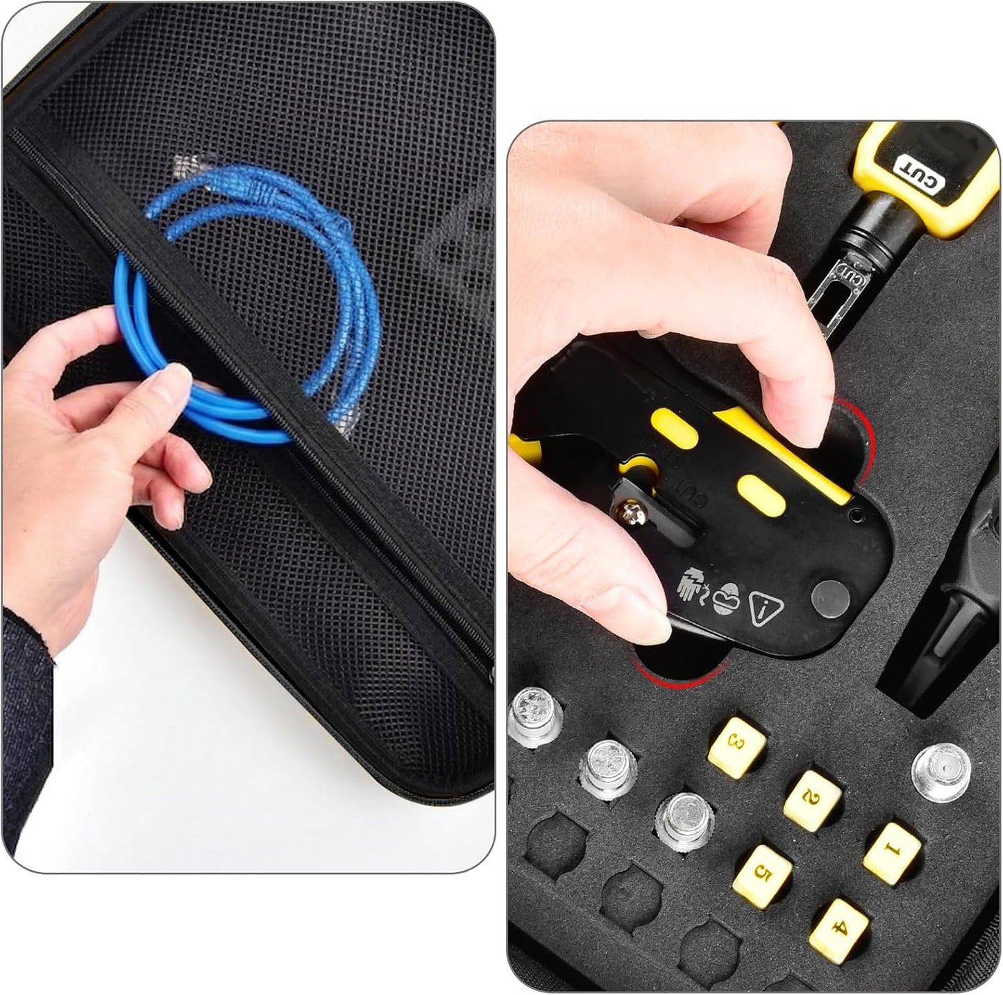 Case Compatible with Klein Tools VDV501-851 VDV500-123 VDV226-110 VDV427-300. Storage Carrying Travel Holder for Cable Tester for Scout Pro 3/ Tracer Probe/Wire Stripper and Accessories- Yellow Zipper