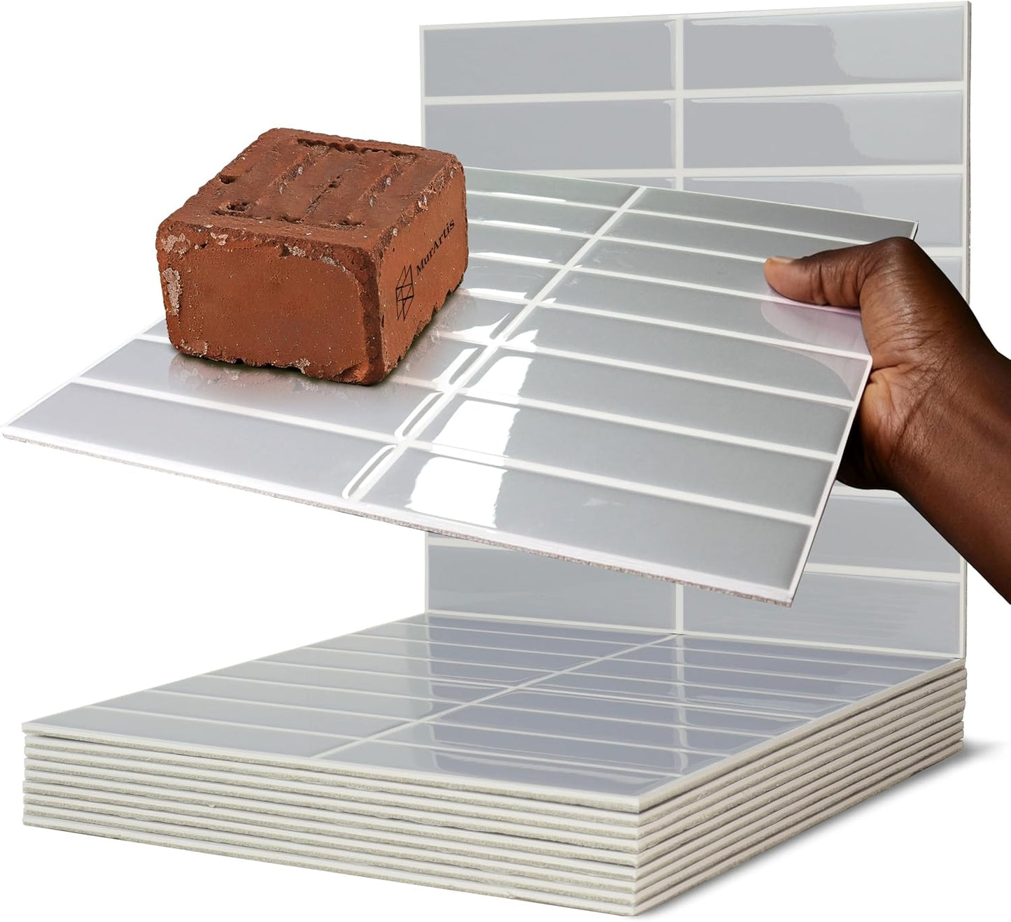 Peel and Stick Backsplash Tiles for Kitchen Bathroom - 10 Sheets 11.61" x 11.61" 3D Self Adhesive Wall Tiles Waterproof Hard PVC Ceramic Tile Easy DIY Installation Green