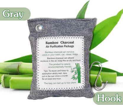 Bamboo Charcoal Air Purifying Bag, Activated Charcoal Odor Absorber Moisture Absorber Car Fresheners Odor Eliminator for Home Car Closet Refrigerator Shoe Smell Remover Gym Bag Deodorizer, Green