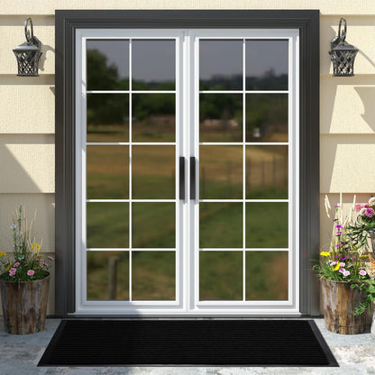 Yimobra Welcome Mat, Heavy Duty Sturdy Door Mats for Home Entrance Outdoor Indoor, Front Doormat for Outside Patio Floor Entry Porch Garage Office, Waterproof, Low Profile, 29.5x17, Black Grey