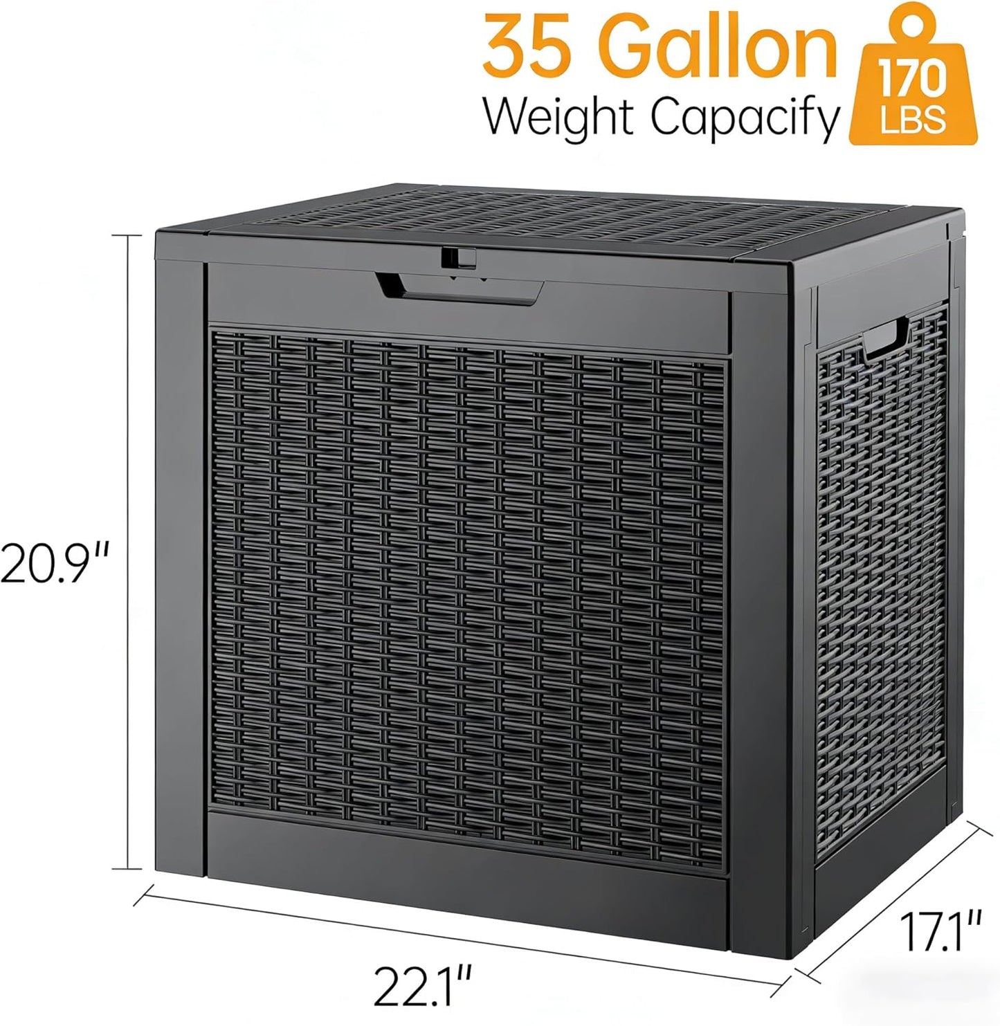 Outdoor Storage Deck Boxes Waterproof, Waterproof and UV Resistant Outdoor Storage Box Lockable Lid for Delivery Box, Indoor, Garden Tools, Pool Supplies, Patio (Black, 31 Gallon)