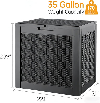 Outdoor Storage Deck Boxes Waterproof, Waterproof and UV Resistant Outdoor Storage Box Lockable Lid for Delivery Box, Indoor, Garden Tools, Pool Supplies, Patio (Black, 31 Gallon)