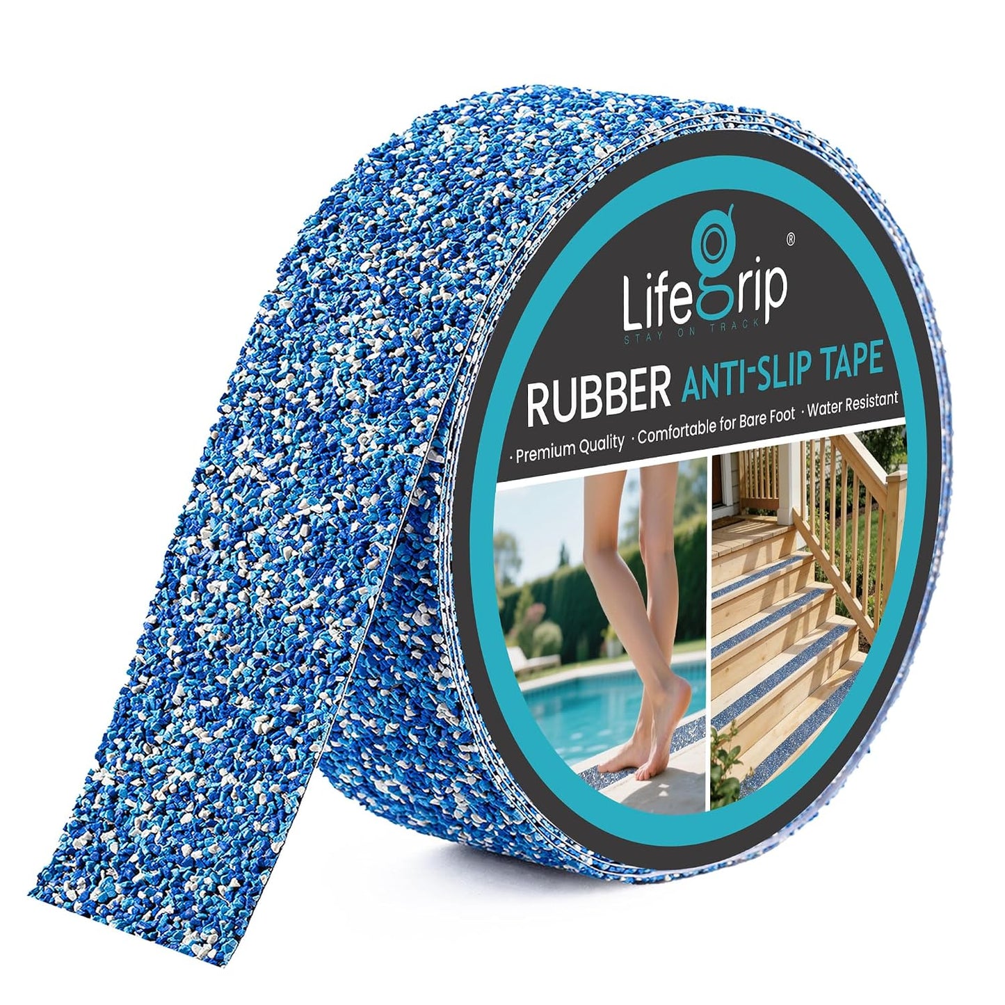 Lifegrip Anti Slip Tape, 4 Inch x 15 Foot Non-Slip Traction Grip Tape for Stairs, Waterproof Stair Treads Grip Non Slip, Non Skid Tape for Steps, Outdoor Black Grip Tape (4" X 15')