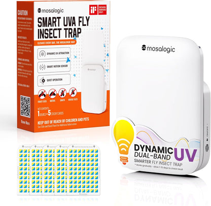 Mosalogic Fruit Fly Traps for Indoors Gnat Trap for House Indoor-600 Sqft Protection Area UV Fly Insect Trapper for Fruit Flies，Gnats，Mosquito，and Other Flying Insect Plug-in Bug Killer White 2Pack