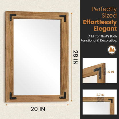 TRAHOME Full Length Mirror with Wooden Frame, 56"X22" Solid Wood Standing Floor Mirror for Farmhouse, Bathroom, Bedroom Decor, Hanging or Leaning Wall-Mounted