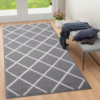 Finchitty Indoor Door Mat, Dirt Resistant and Absorbent, Low-Profile, Non-Slip, Washable Inside Floor Mats for Front Door, Back, and Entrance, 32" x 20", Grey