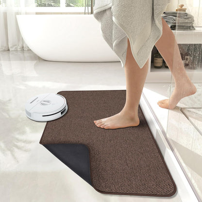 Bath Mat,Ultra Thin Bathroom Rugs,Rubber Bath Mats for Bathroom,No Slip Bath Rugs,Quick Dry,Machine Washable,Low Pile,Absorbent,Shower Outside,Sink,Home Decor Accessories.Grey,1'5"x2'3"(17x27Inch)