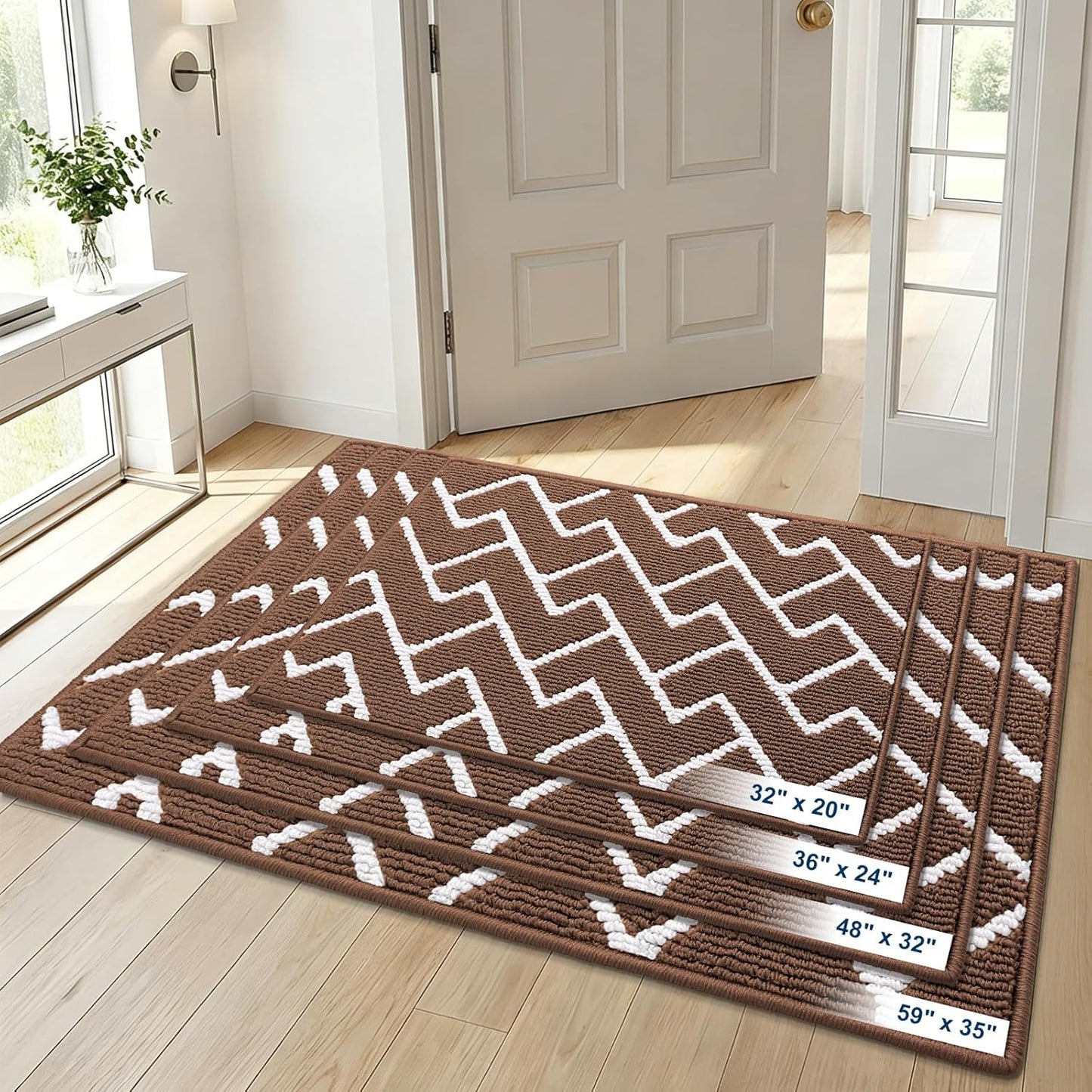 OLANLY Front Door Mat, Non-Slip Rubber Backing, Dirt Resistant and Absorbent, Washable, Easy to Clean Low-Profile Indoor Doormat for Back Door, Entryway, Inside Entrance, 32x20, Grey