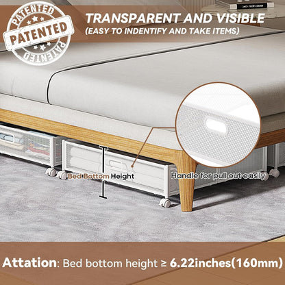 Under Bed Storage, Under the Bed Storage Containers with Wheels, Under Bed Shoe Storage Organizer Drawer for Bedroom Clothes Shoes Blankets -2Pack