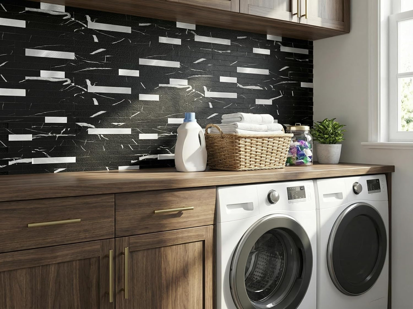 Yipscazo 2026 New Upgrade 11.34" X 11.57" Peel and Stick Backsplash, Stick on Backsplash Tiles for Kitchen, Bathroom, Fireplace (10 Sheets, Beige Rocks + Rose Gold)