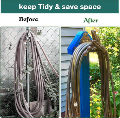 Sungmor Heavy Duty Cast Iron Garden Hose Holder | Water Hose Hanger Wall Mounted | Decorative Indoor Outdoor Hose Rack Reel | 50FT 75FT 100FT Water Hose Bulter Storage | Lovely Frog Metal Hose Stand