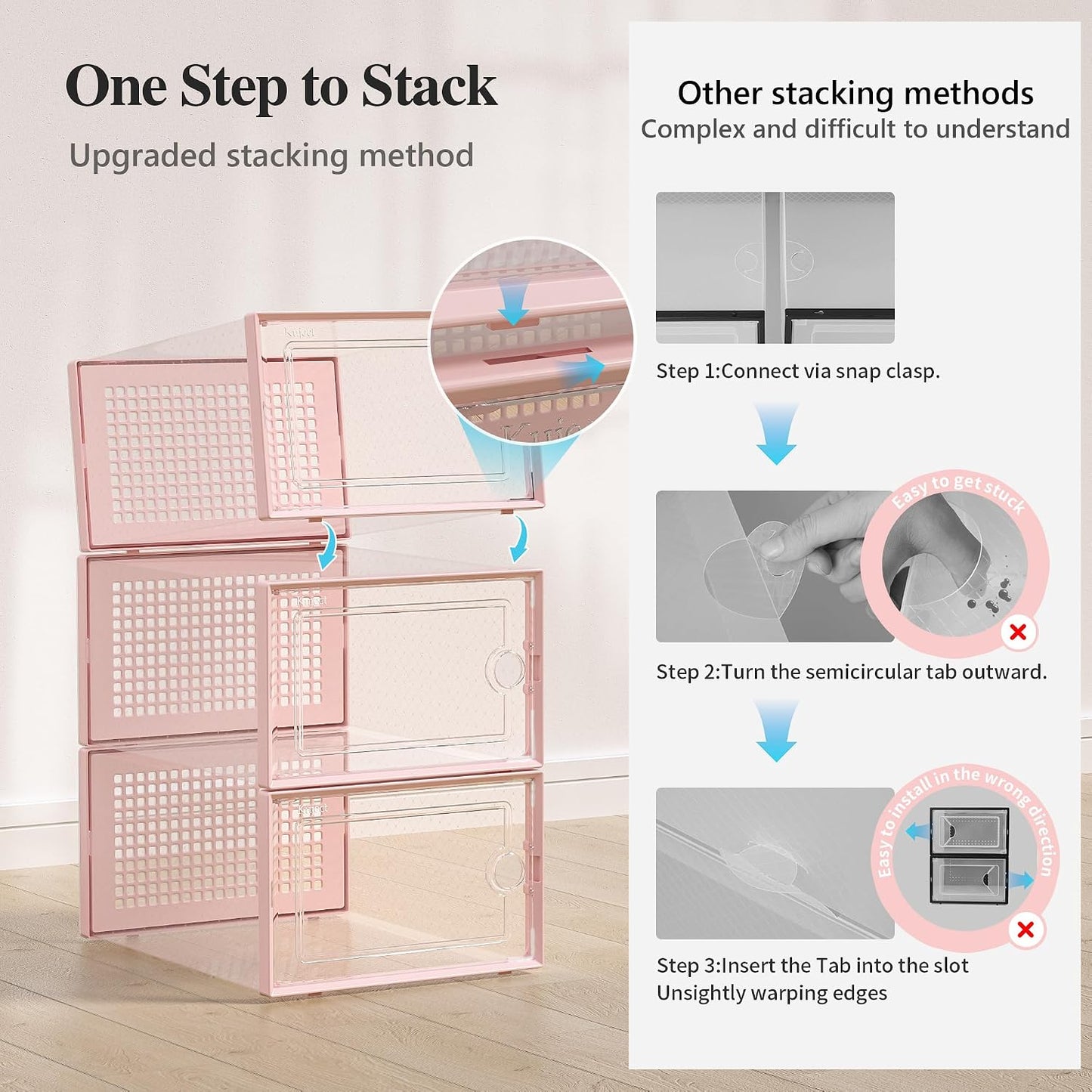 Kuject X-Large Shoe Storage Boxes Organizers for Closet 12 Pack, Fit Size 11,Clear Plastic Stackable Sneaker Containers for Entryway, Space Saving Shoe Rack, Brown