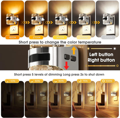 L LOHAS LED Motion Sensor Night Light,Dimmable Night Lights Plug into Wall, 2 Pack Acrylic Nightlight with 0-100 LM Adjustable Brightness, 3000K Plug in Night Light for Bathroom Hallway