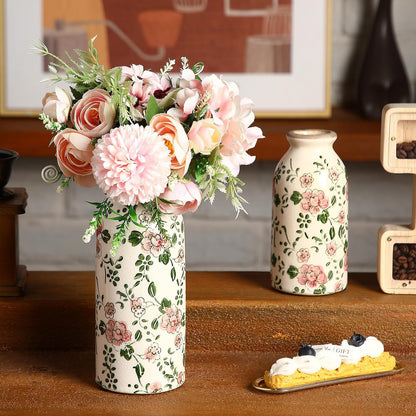 2 Pcs Ceramic Small Vase Rustic Farmhouse Vase Boho Vases Home Decoration for Your Kitchen Bedroom Office Bathroom & Shelf Centerpiece Table Decorative(Simplicity)