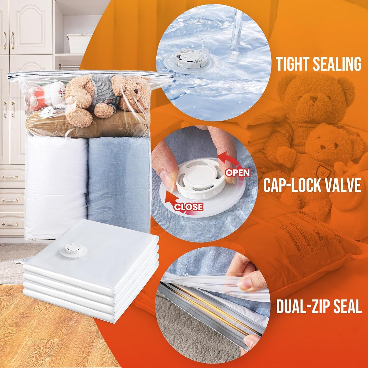 TAILI 8 Pack Vacuum Storage Bags, Jumbo Size (31×40 inch), Vacuum Seal Bags for Clothing, Bulky Bedding, Comforter, Blankets, Pillows, Space Saver Packing
