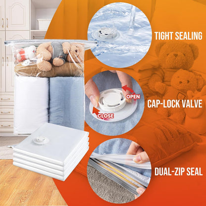 TAILI 8 Pack Vacuum Storage Bags, Jumbo Size (31×40 inch), Vacuum Seal Bags for Clothing, Bulky Bedding, Comforter, Blankets, Pillows, Space Saver Packing