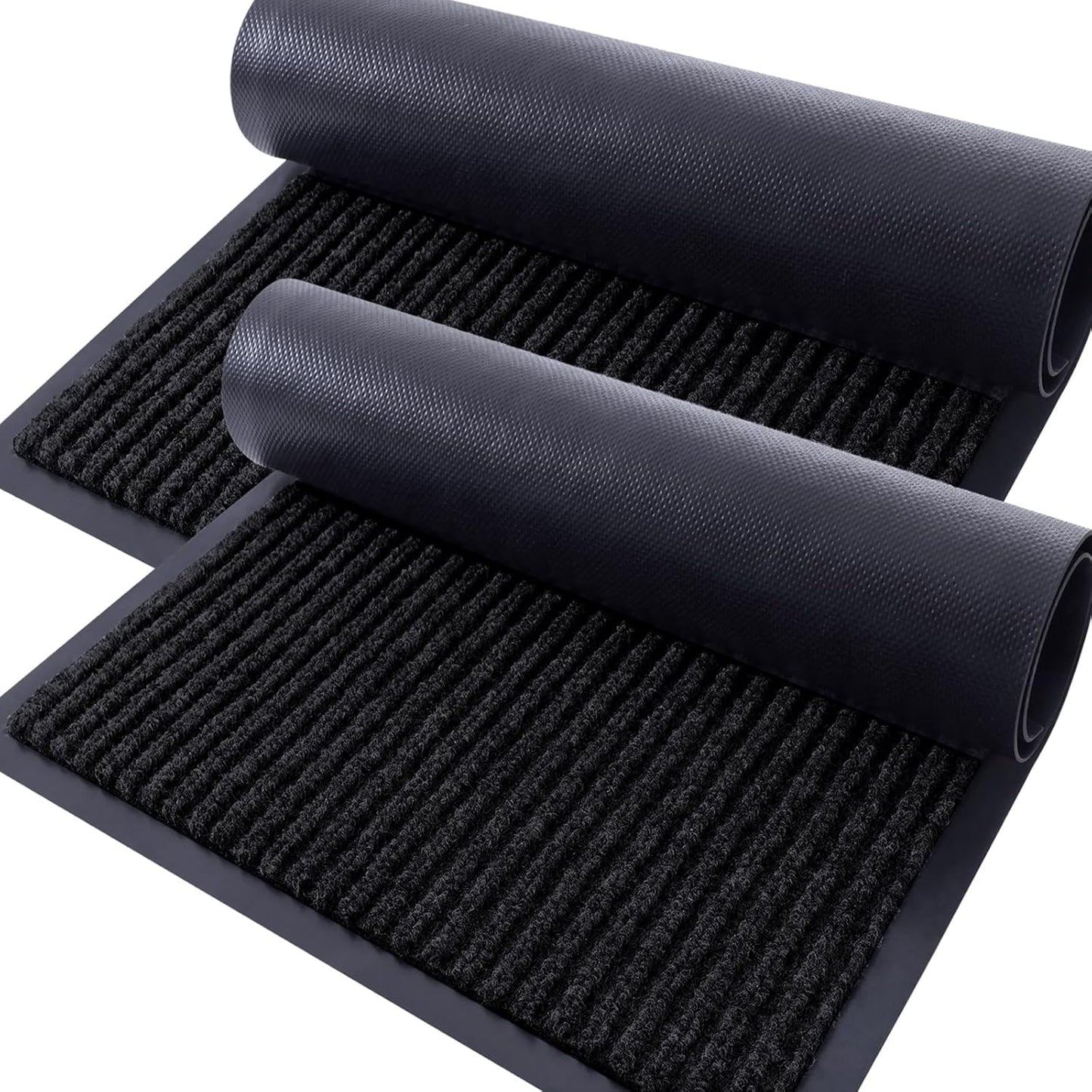 OLANLY Front Door Mat Indoor Outdoor Entrance, 2-Pack 29.5 x 17 Inch, Waterproof Heavy Duty Doormat, Fade Resistant, Low Profile, Easy Clean Patio Porch Welcome Floor Mats for Entry, Grey