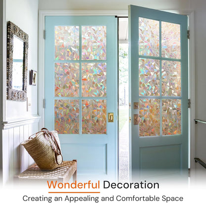 DOWELL Window Privacy Film, Frosted Glass Window Film, Static Cling Non-Adhesive Glass Clings, Sun Blocking Opaque Coverings, Reusable Door Stickers for Bathroom Home Office, Pure, 17.5" x 78.7"