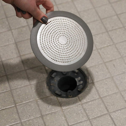 Danco Snap-in Shower Drain Cover with in-Drain Hair Catcher, 4-1/4" Round, White Strainer, (10533)