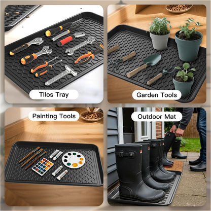 Boot Trays for Entryway, Multifunctional Shoe Mat with Cleaning Brush, Boot Tray for Shoes Plants Pots Pet Bowls