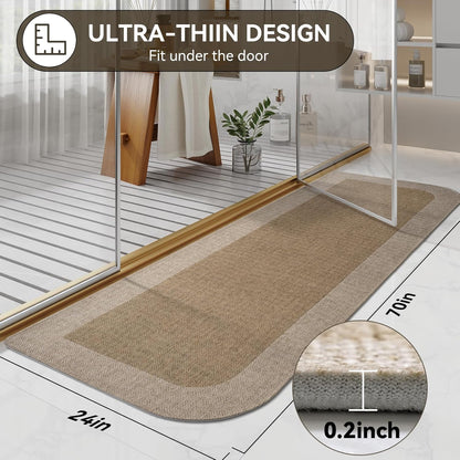 YDKGL Ultra Thin Bathroom Rugs Mat Quick Dry Absorbent Non Slip Bath Mat Bath Mats for Bathtub Mat Bathroom Carpet Fit Under Door Washable Floor Rubber Half Round Bath Rugs Grey 16x24