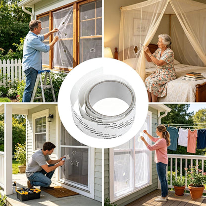 Screen Patch - Window Mesh Tape, Repair Kit with Strong Adhesive, Cuttable Fiberglass Reinforcement, Tent RV Camper Balcony Gazebo Pool Railing Maintenance Accessory Usage