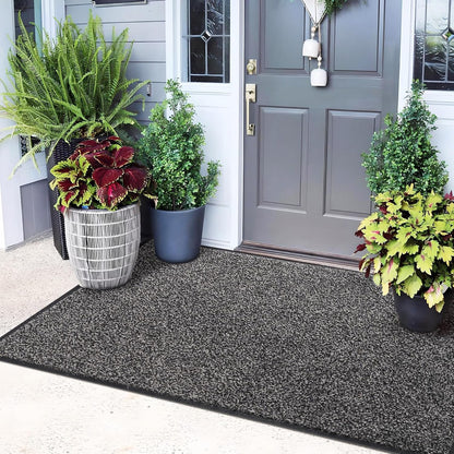 Mibao Front Door Mat, Dirt Trapper Welcome Mat for Outdoor Indoor, Non-Slip Waterproof Doormat, Durable Machine Washable Low Profile Entry Rug for Back Door Outside Patio Porch, 29.5" x 17", Grey