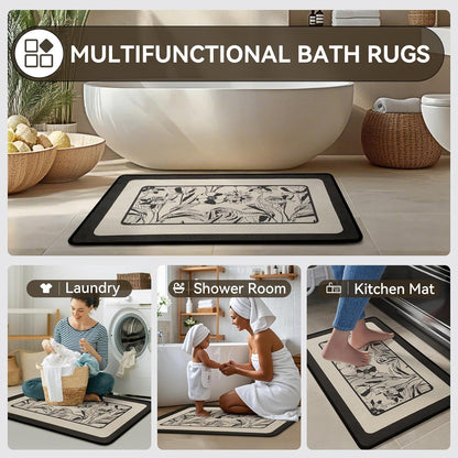 YDKGL Ultra Thin Bathroom Rugs Mat Quick Dry Absorbent Non Slip Bath Mat Bath Mats for Bathtub Mat Bathroom Carpet Fit Under Door Washable Floor Rubber Half Round Bath Rugs Grey 16x24
