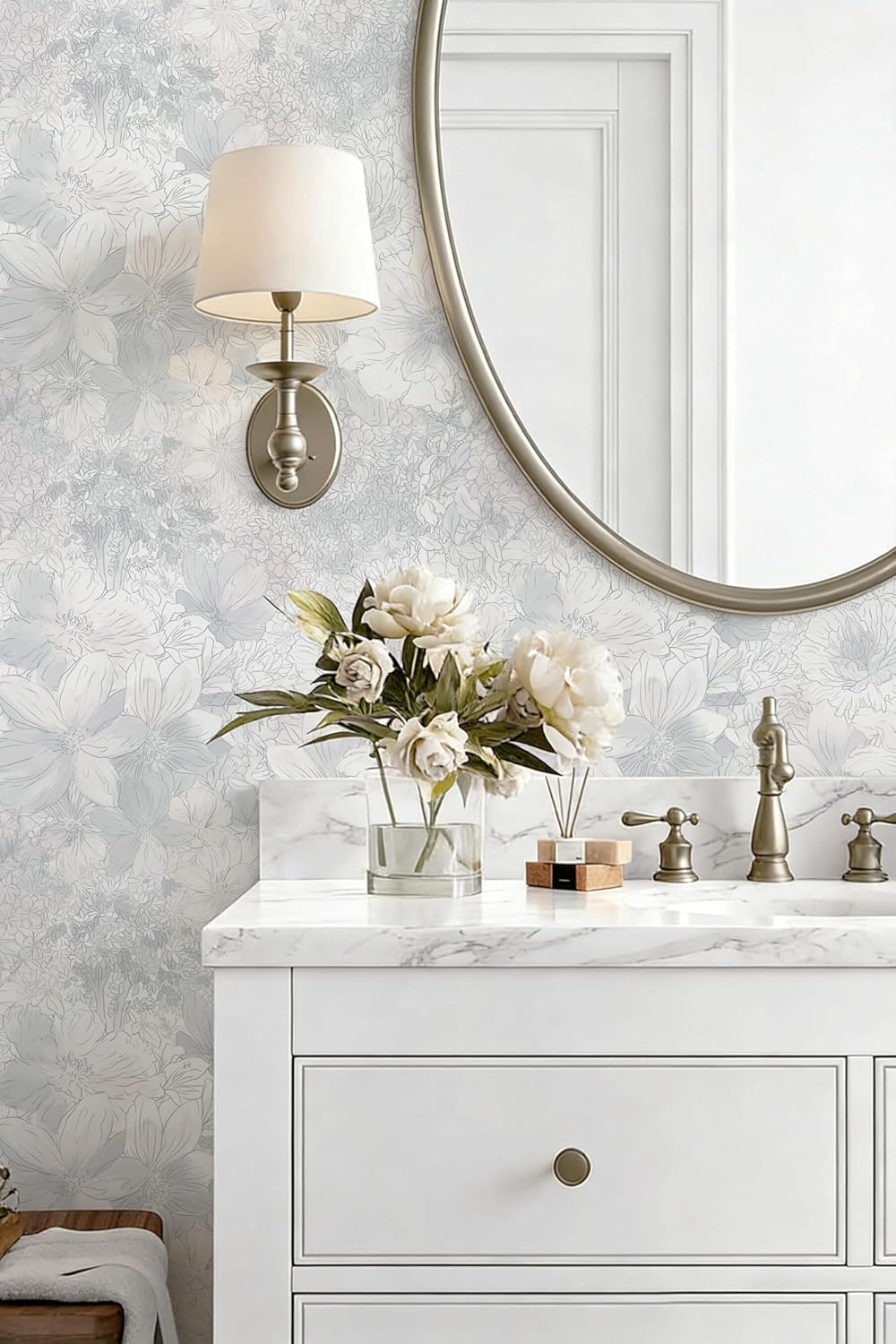 Heroad Peel and Stick Wallpaper Boho Beige Contact Paper Floral Wall Paper Removable Self Adhesive Wallpaper for Cabinet Bedroom Living Room Entryway Walls Bathroom Waterproof Vinyl Roll 17.3''x78.7''