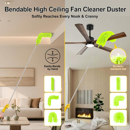 Tiumso Dusters for Cleaning,Microfiber Feather Duster 5-in-1 Kit, Duster with Extension Pole 100 Inches, Cobweb Duster, Microfiber Dusters for High Ceilings and Fans, Blinds and Cars