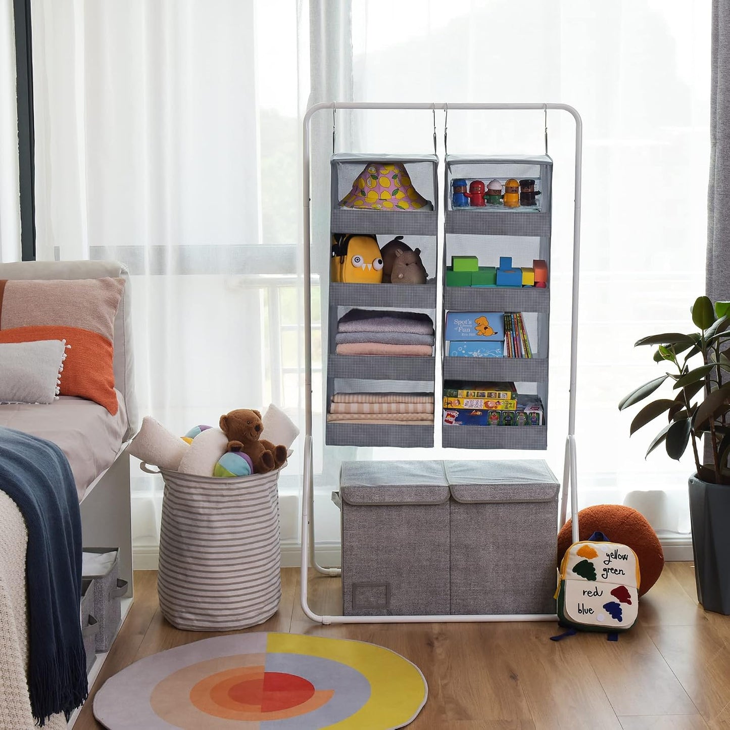GRANNY SAYS 3-Shelf Hanging Closet Organizer and Storage, Collapsible Hanging Closet Shelves, Hanging Organizer for Closet & RV, Gray, 29 ½" H X 12" W X 12" D, 1-Pack