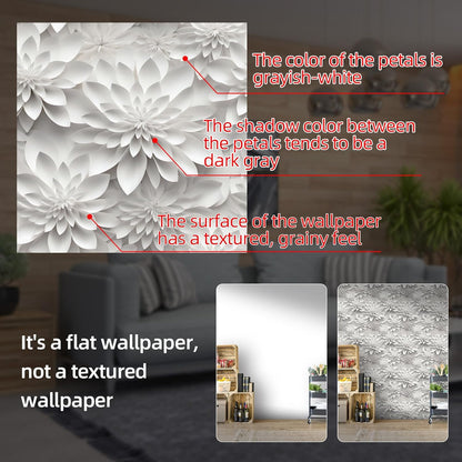 Floral Peel and Stick Wallpaper 3D Effect Interior Wall Décor Contact Paper Self Adhesive Removable Renter Friendly for Bedroom Living Cabinet Room 17.7in x 9.8ft (Not Textured Wallpaper