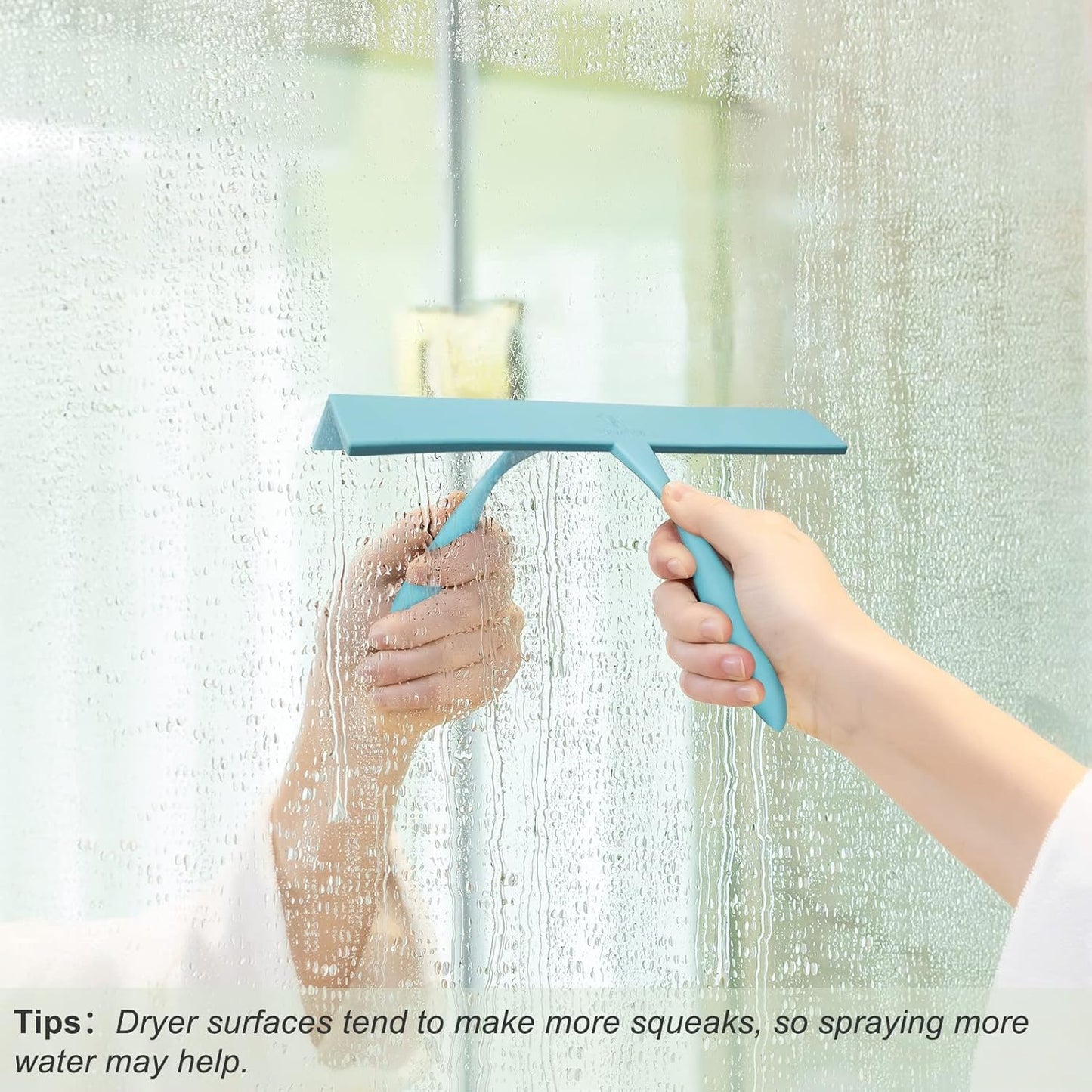 Squeegee for Shower Glass Door, 11-Inch Shower Squeegee for Glass Doors, Bathroom Silicone Squeegees Wiper for Shower with Non-Slip Handle, No-Drilling Silicone Hanging Hook, for Tiles, Mirror(White)