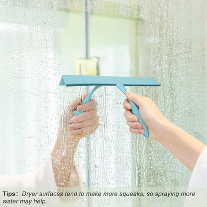 Squeegee for Shower Glass Door, 11-Inch Shower Squeegee for Glass Doors, Bathroom Silicone Squeegees Wiper for Shower with Non-Slip Handle, No-Drilling Silicone Hanging Hook, for Tiles, Mirror(White)