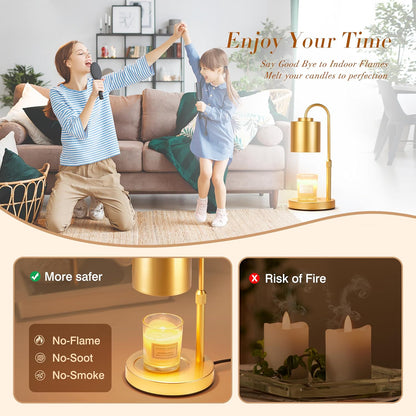 CASTLELIFE Candle Warmer Lamp with Timer & Dimmer, Height Adjustable Electric Wax Melt Warmer for Jar Candles, Gifts for Mom Home Decor, Black