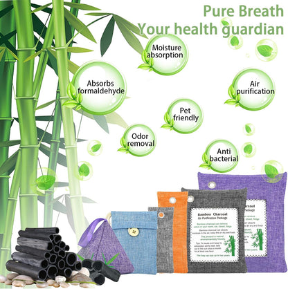 Charcoal Bags Odor Absorber (10x100g+4x200g) Activated Bamboo Charcoal Air Purifying Bags Charcoal Odor Eliminating Bags for Home & Car Shoes, Closet, Pet -14 PACK