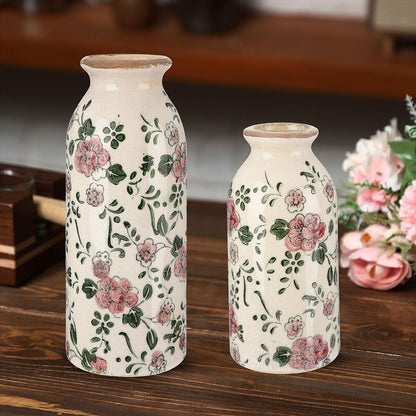 2 Pcs Ceramic Small Vase Rustic Farmhouse Vase Boho Vases Home Decoration for Your Kitchen Bedroom Office Bathroom & Shelf Centerpiece Table Decorative(Simplicity)