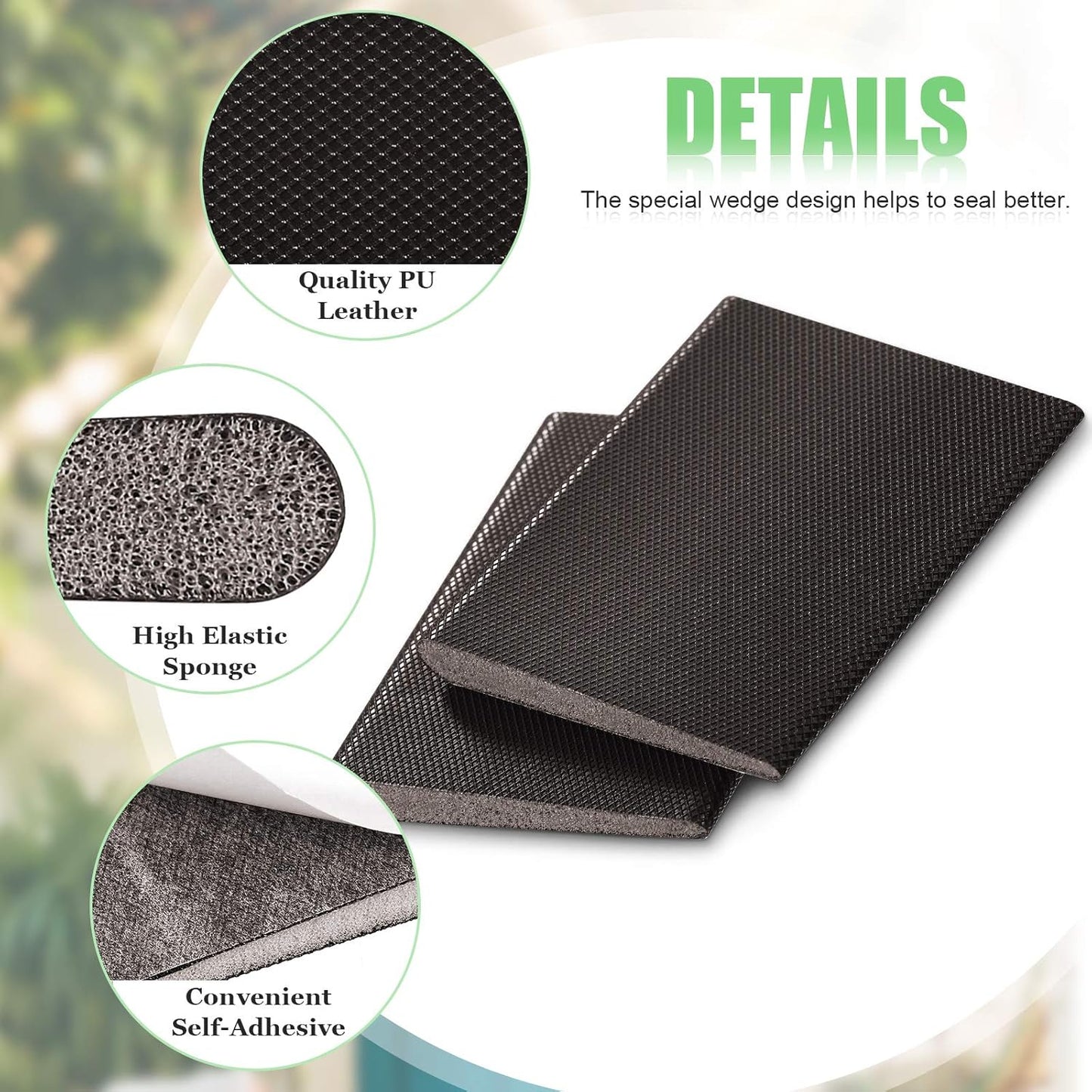 Jetec 6 Peices Self-Adhesive Door Corner Seals, Gap Filler Seal Strip Weather Stripping Draft Stopper Door Frame Seal Corner Foam for Weather Protection Isolation of Noise(Black)