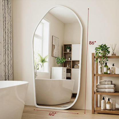 Suidia Full Length Mirror, Oversized Floor Mirror with Solid Wood Frame, Large Standing Mirror for Bedroom Living Room, Wood Art Style, Dark Walnut, 74" L x 32" W