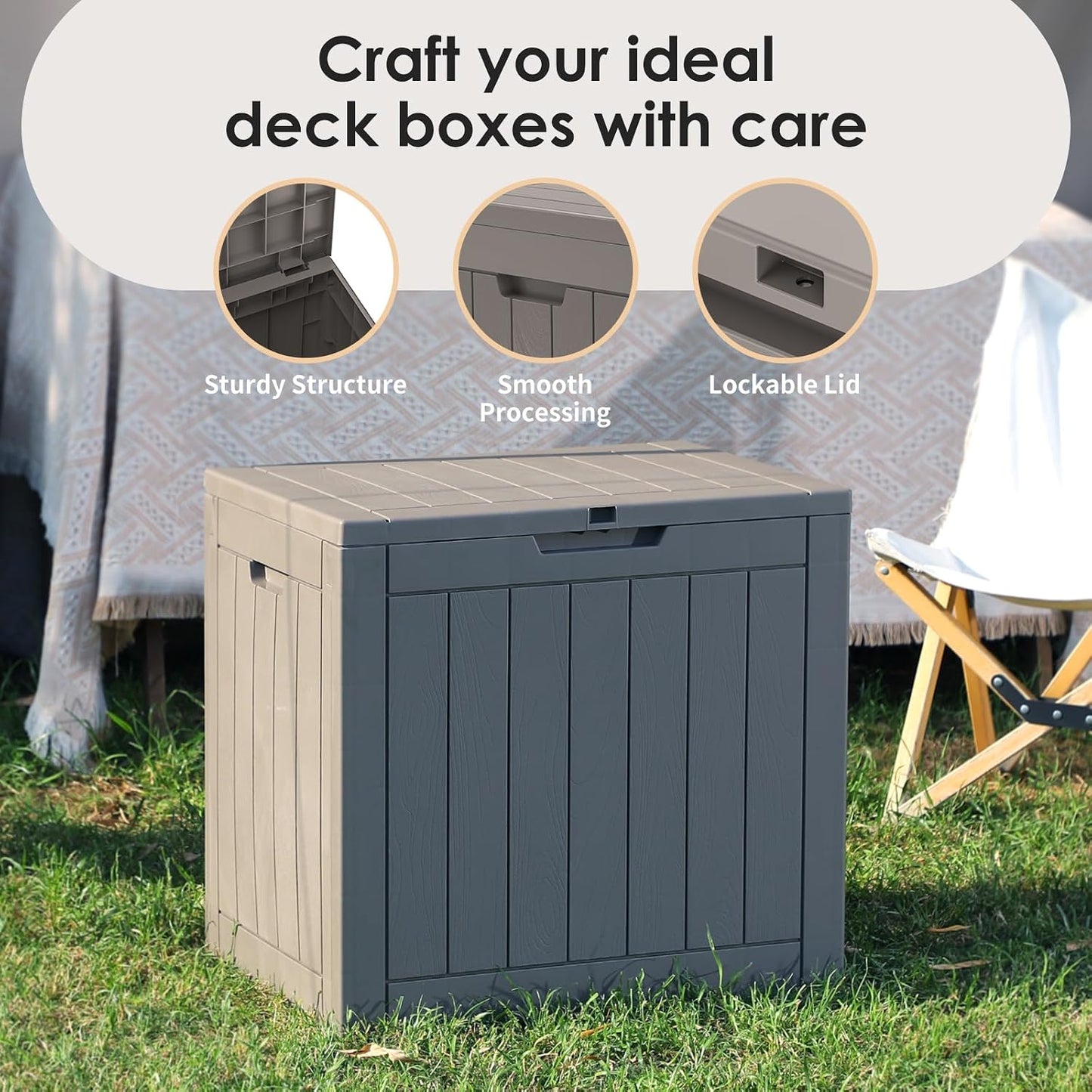 50Gal Outdoor Storage Box Anti-Theft Delivery Box Lockable Deck Box | Heavy-duty UV & weatherproof resin for secure parcel drop, patio cushion storage, garden tools & porch package organization
