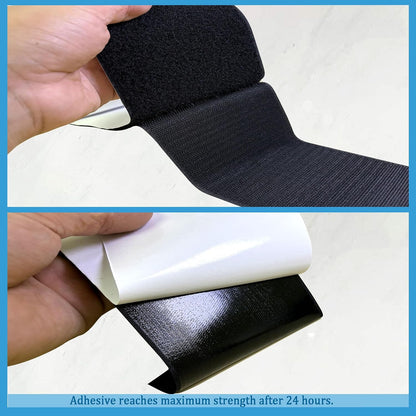 2 Inch x33 Feet Adhesive Hook and Loop Tape,Nylon Heavy Duty Tape Fasteners,Black Double Sided Self Adhesive Interlocking Tape Can Be Used to Fix Screen Window Sofa Cushions Carpet Wall Hanging