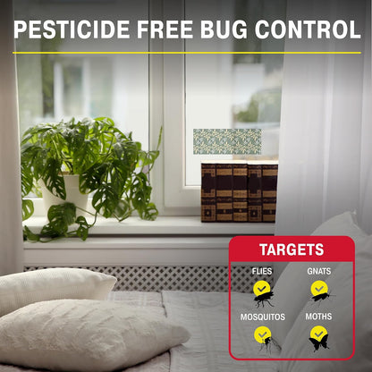 Catchmaster Window Fly Traps 12-Pack, Designed to Disguise House & Fruit Fly, Gnats, Adhesive Strips for Indoor, Disposable Bug Catcher, Insect Sticky Glue Traps, Pest Control for Home & Kitchen