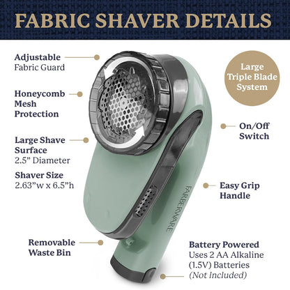 Farberware Fabric Shaver & Lint Remover for Clothes – Battery Operated Lint Shaver with Triple Blades, Sweater Shaver to Remove Pilling for Clothing, Couch, Furniture, Fuzz, Lint Balls
