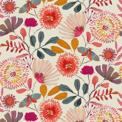 Wallpaper Peel and Stick Floral Wall Paper Removable Waterproof Navy/Pink/Orange Contact Paper for Bedroom, Bathroom,Bathroom, Home Wall 17.3" x 118"