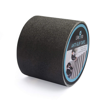 Lifegrip Anti Slip Tape, 4 Inch x 15 Foot Non-Slip Traction Grip Tape for Stairs, Waterproof Stair Treads Grip Non Slip, Non Skid Tape for Steps, Outdoor Black Grip Tape (4" X 15')
